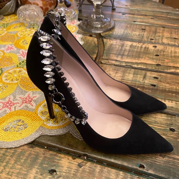 SJP By Sara Jessica Parker Lucid Suede Crystal Ankle Strap Heels - Picture 2 of 13